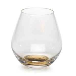 Bevis Stemless Wine Glasses with Gold Base Set of 4 by Zodax
