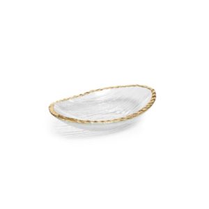 Cassiel Small Clear Textured Bowl with Jagged Gold Rim Set of 3 by Zodax