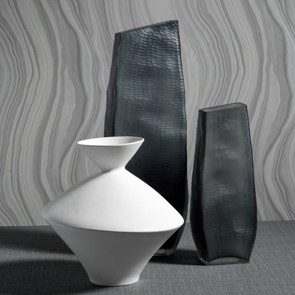 Large Manawa Indigo Smoke Gray Glass Vase by Zodax - Image 2