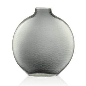 Manawa Indigo Smoke Gray Moon Shape Glass Vase by Zodax