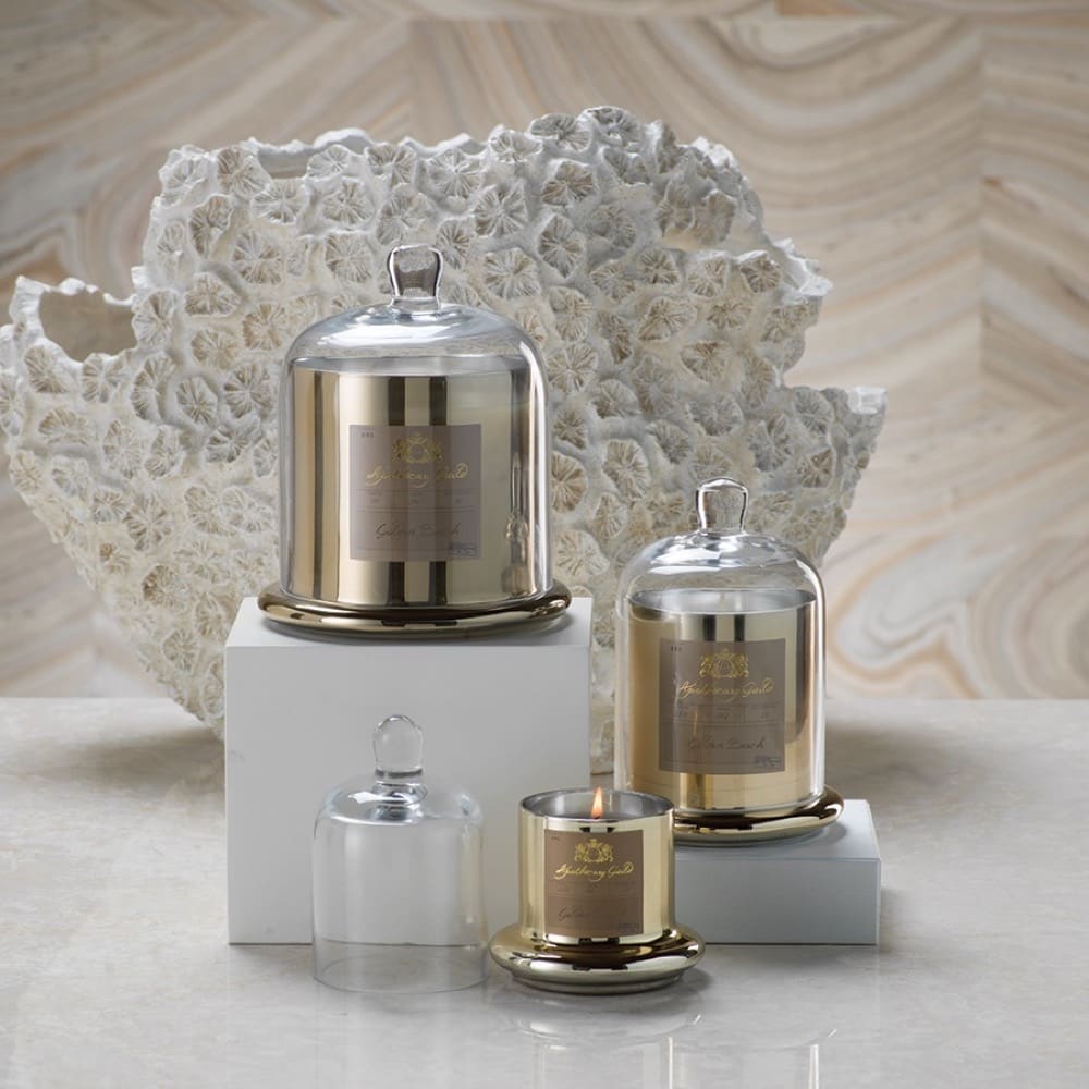 Large Golden Beach Scented Candle with Cloche by Apothecary Guild - Image 2