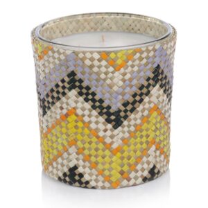 Mia Rio de Janeiro Yellow and Gray Zigzag Candle by Zodax