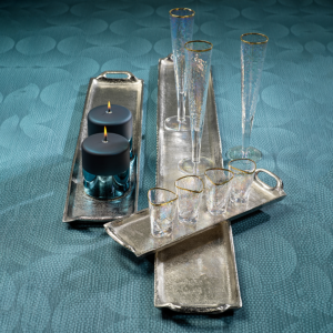 Long Rectangular Aluminum Tray with Handles by Zodax
