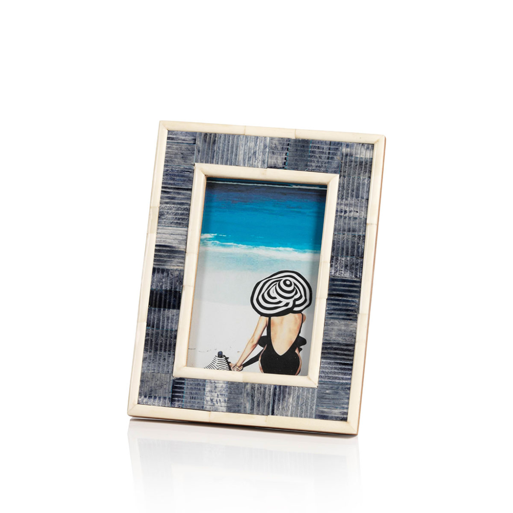 Mendocino Blue Carved Bone Photo Frames by Zodax - Image 2