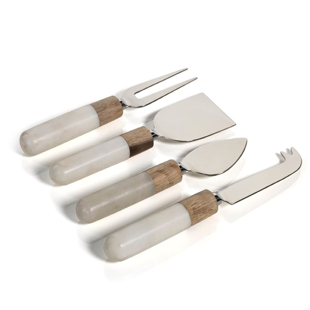 Marble and Wood Cheese Tool Set of 4 by Zodax - Image 2