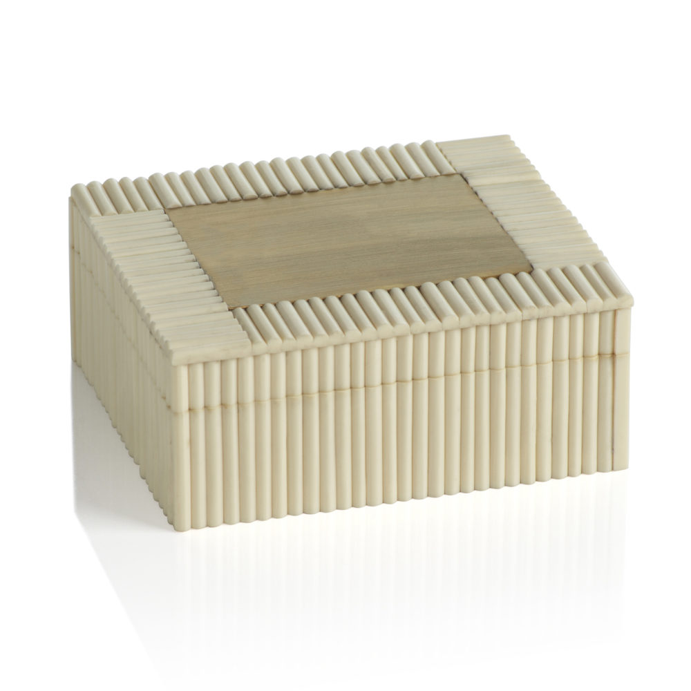 White Bone and Brass Decorative Box by Zodax