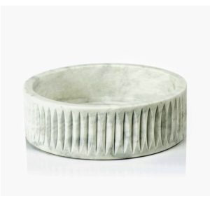 Large Larissa Carved White Marble Bowl by Zodax