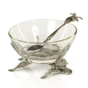 Dragonfly Pewter and Glass Bowl by Zodax