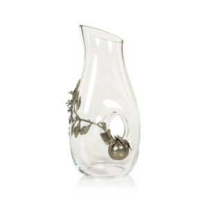 Lemon Pewter and Glass Off-Center Pitcher by Zodax
