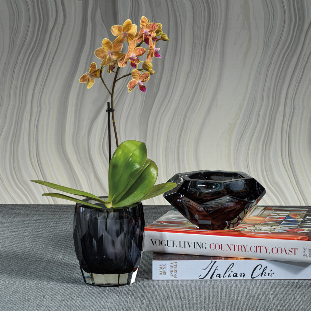 La Bohème Handmade Polished Cut Smoke Glass Vase / Hurricane by Zodax - Image 2