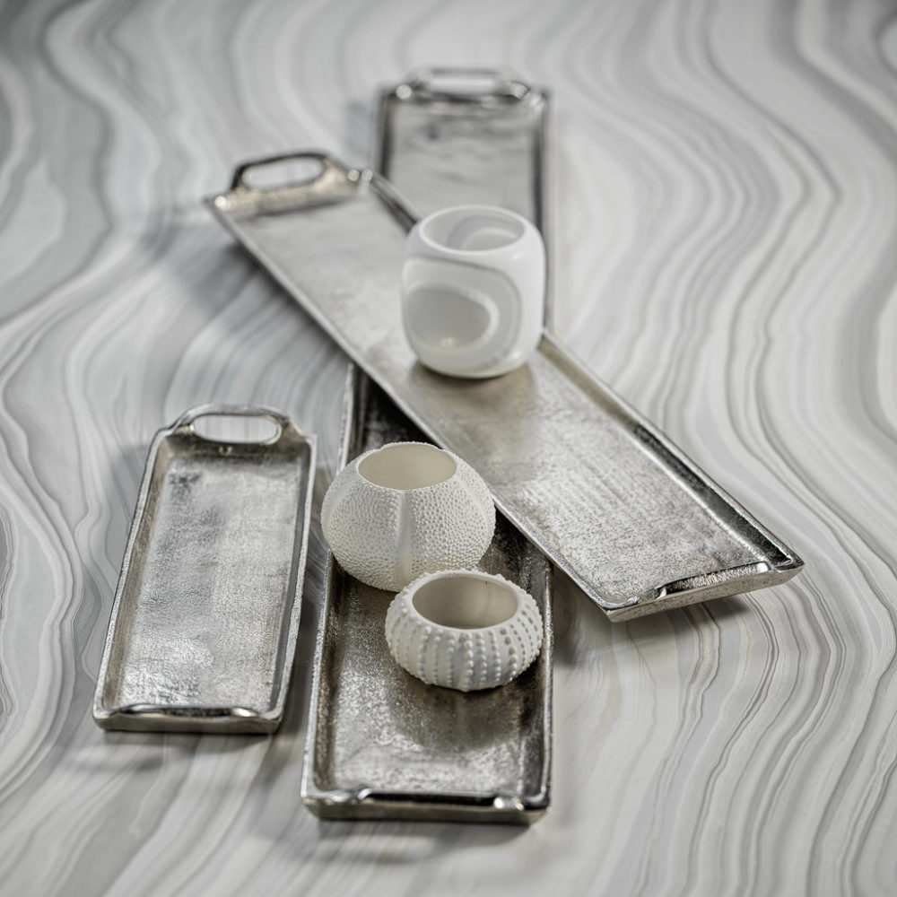 Long Rectangular Aluminum Tray with Handles by Zodax - Image 3