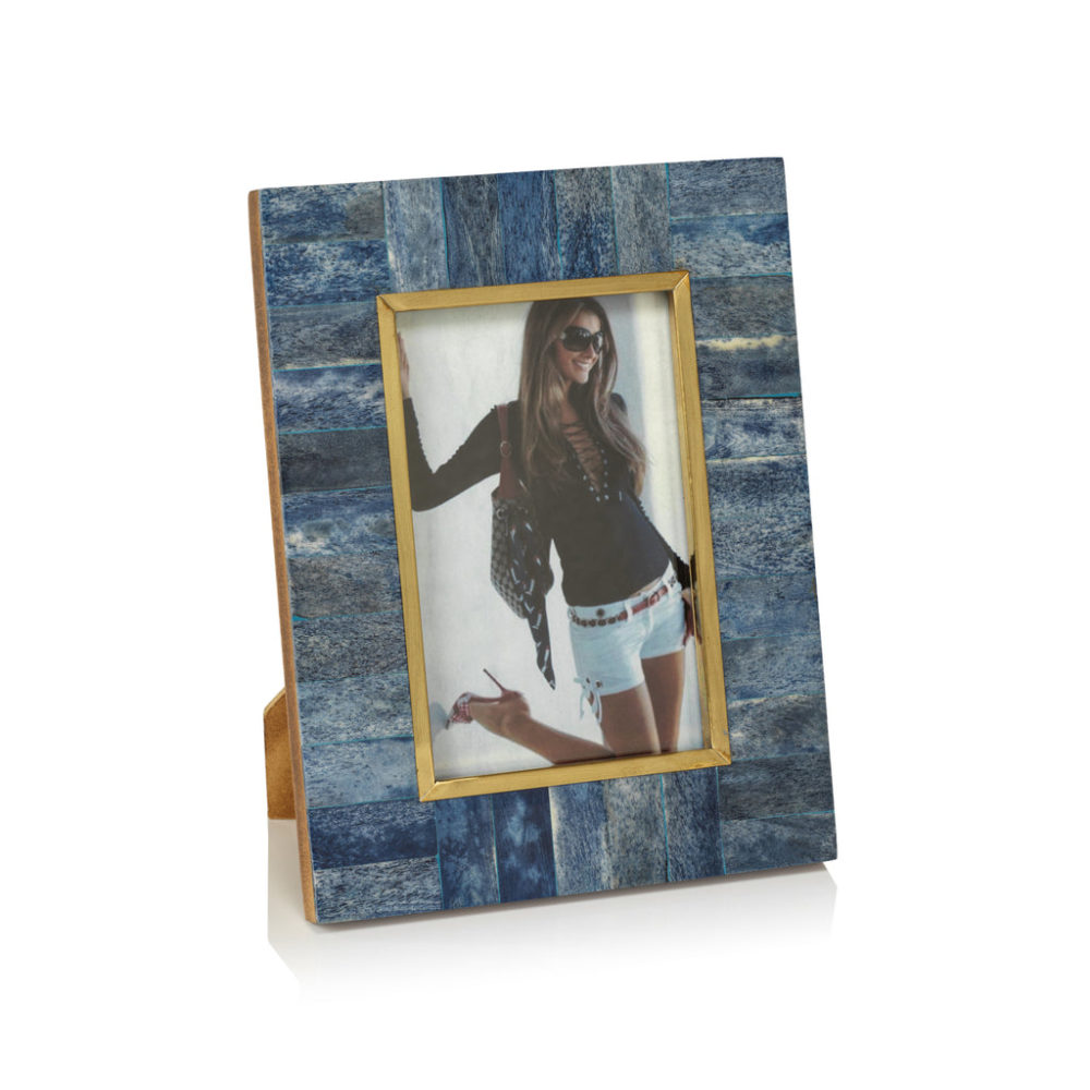 Biarritz Bone Frame with Inner Brass Trim for 5x7 Photo by Zodax