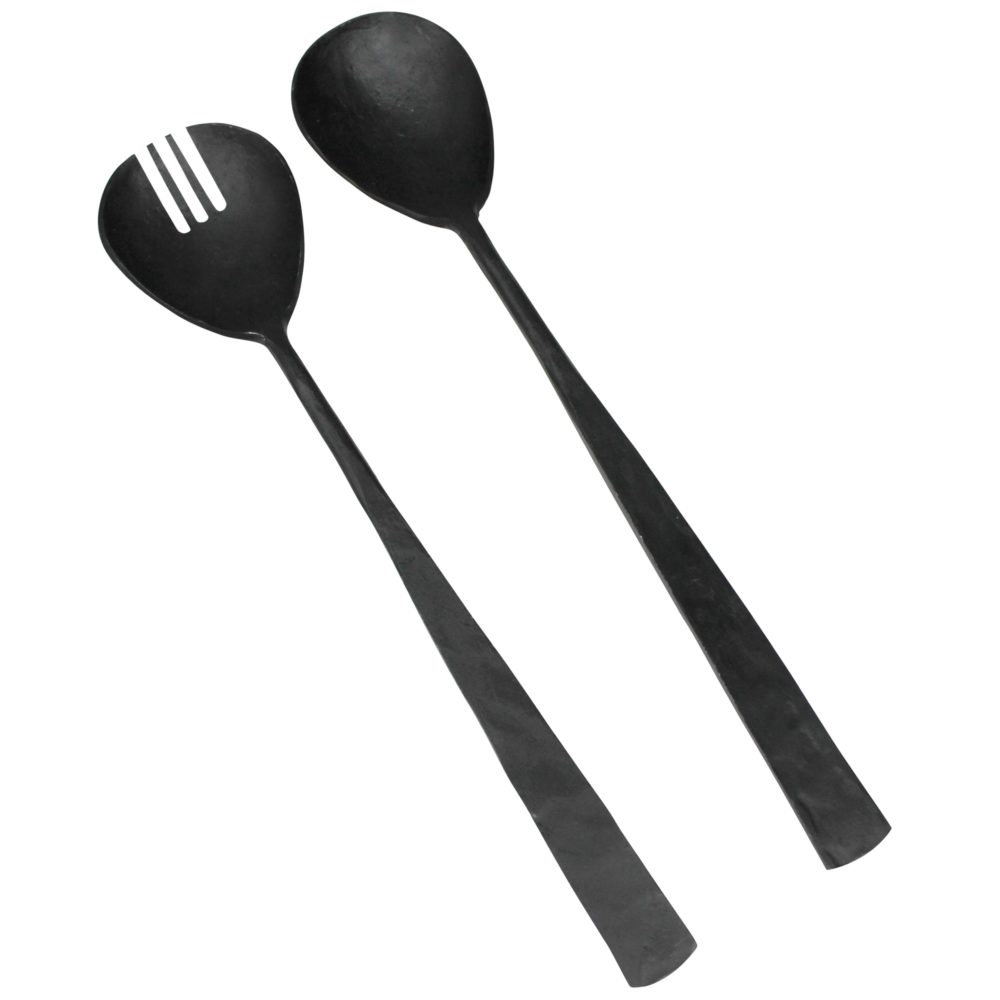 Zane Black Salad Servers by HomArt