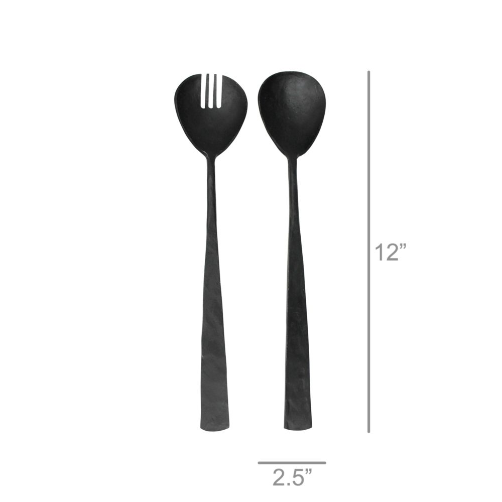 Zane Black Salad Servers by HomArt - Image 2