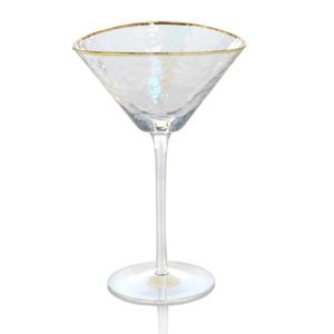 Aperitivo Triangular Martini Glasses with Gold Rim Set of 4 by Zodax