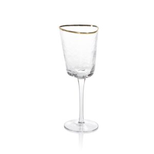 Aperitivo Triangular Wine Glasses with Gold Rim Set of 4 by Zodax