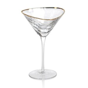 Aperitivo Triangular Martini Glasses with Gold Rim Set of 4 by Zodax