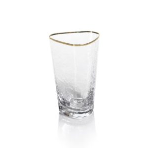Aperitivo Triangular Highball Glasses with Gold Rim Set of 4 by Zodax