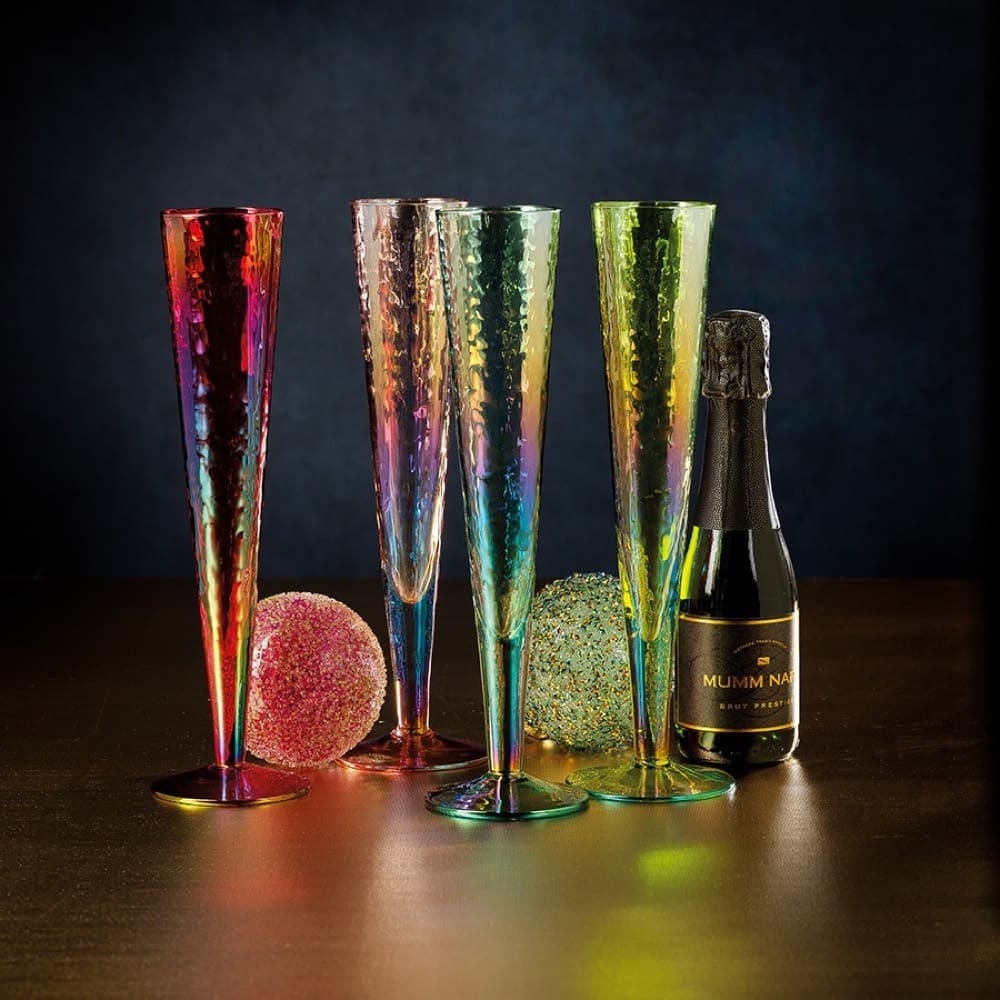 Festive Iridescent Champagne Flutes, Set of 6