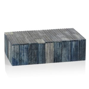 Biarritz Ribbed Blue Bone Inlaid Box by Zodax