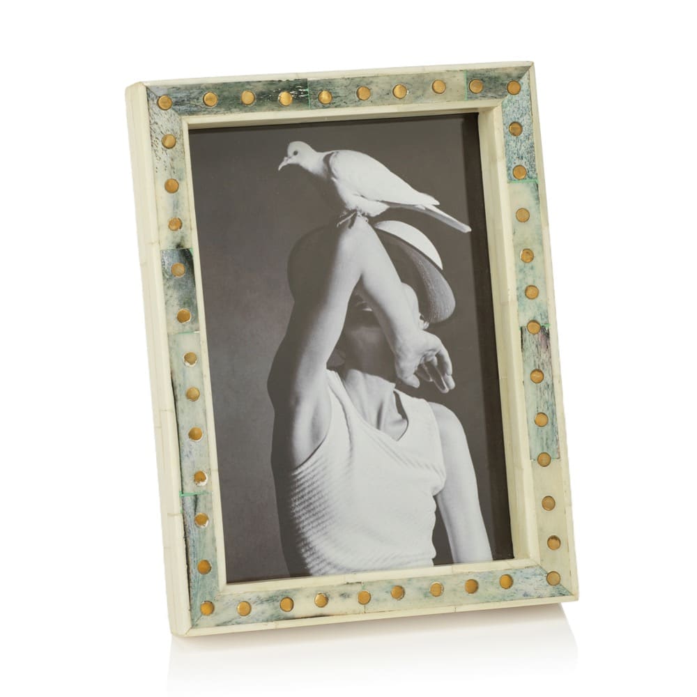 Punta Ala White and Green Inlaid Bone Photo Frame 5 x 7 by Zodax