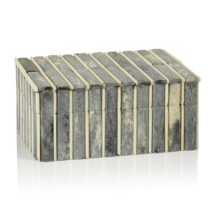 Lisbon Gray and White Inlaid Bone Box by Zodax