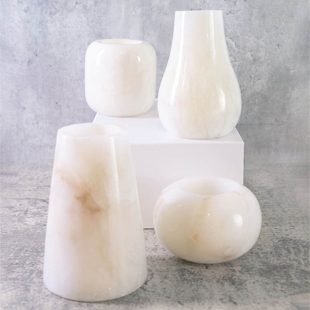 White Alabaster Vase by BIDKhome Seven Colonial