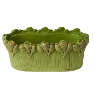 Medium Les Fleurs Green Oval Centerpiece by Abigails