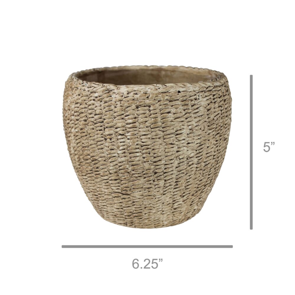 Large Pedro Basket Cement Cachepot Set of 2 by HomArt - Image 2