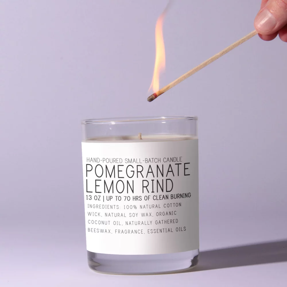 Pomegranate and Lemon Rind Hand Poured Candle by Just Bee Candles - Image 3