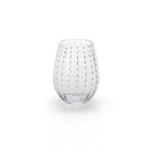 Fintan 5" White Dots Stemless Glass Set of 6 by Zodax