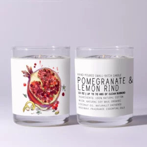 Pomegranate and Lemon Rind Hand Poured Candle by Just Bee Candles