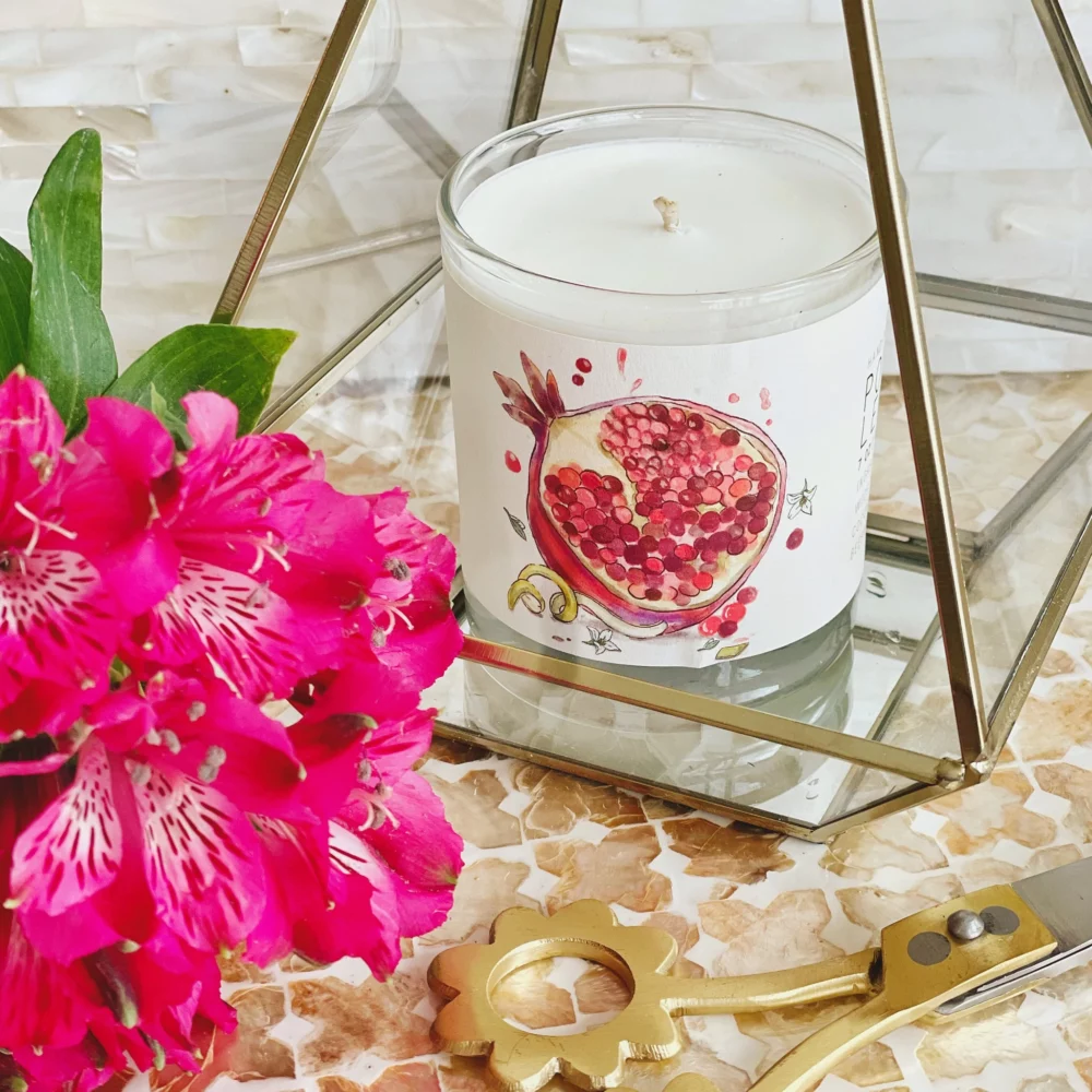 Pomegranate and Lemon Rind Hand Poured Candle by Just Bee Candles - Image 4