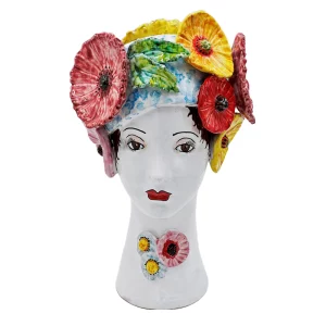 Ceramic Head with Flowers Vase by Abigails