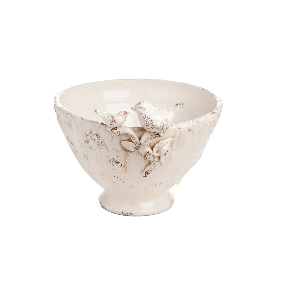 White Ceramic Centerpiece with Birds by Abigails