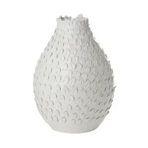Large White Feathered Vase by Abigails