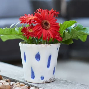 Small Aegean Cachepot with Blue Dots by Abigails