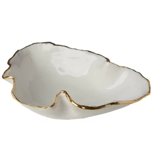 Large Atelier Free Form Bowl with White and Gold Trim by Abigails