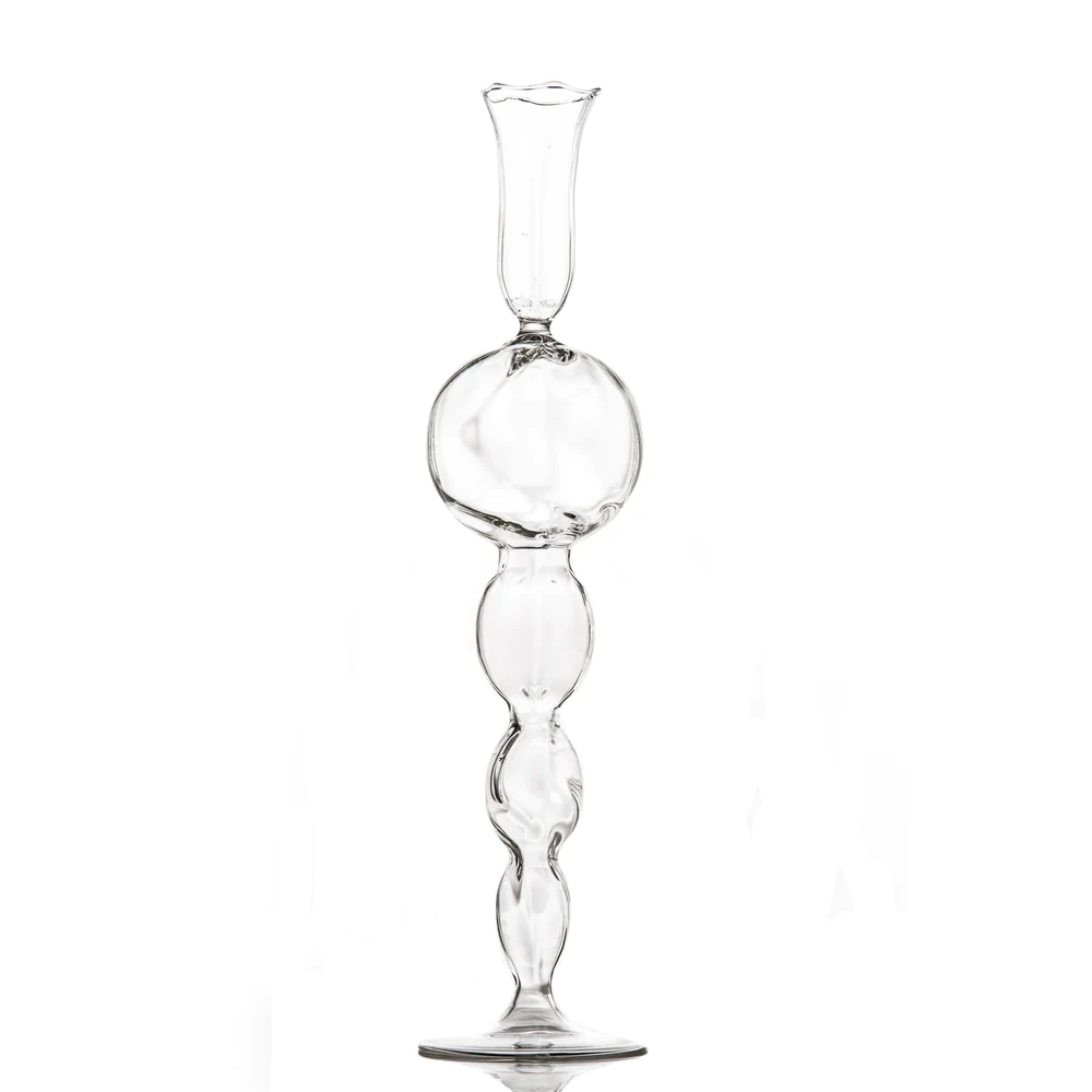 Alexandra Clear Mouth-Blown Glass Candlesticks by Abigails - Image 5