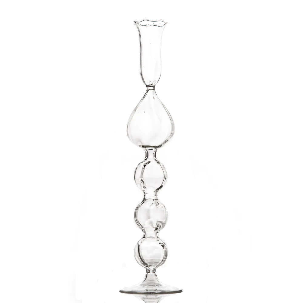 Alexandra Clear Mouth-Blown Glass Candlesticks by Abigails - Image 3
