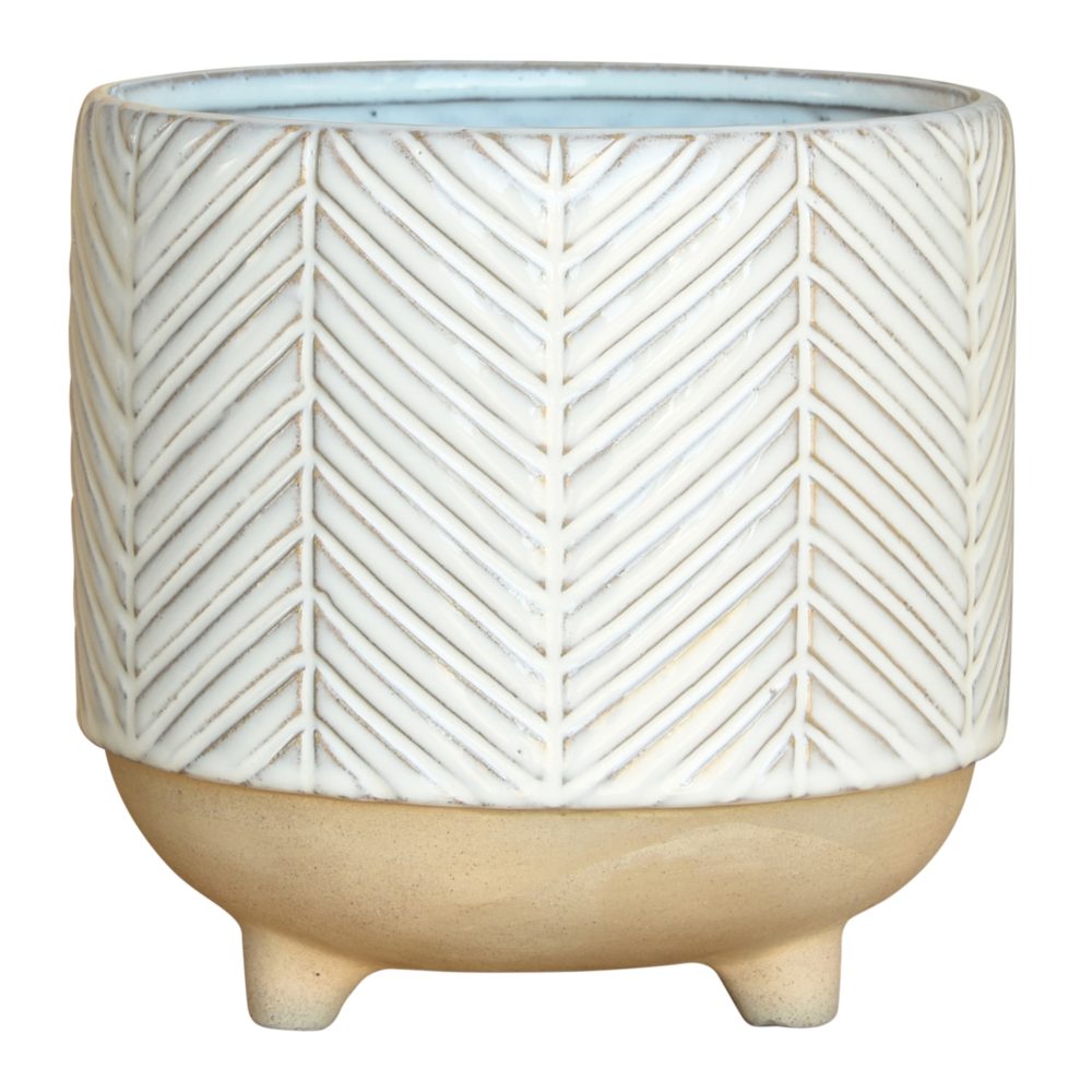 Ramos Chevron Stoneware Cachepot by HomArt - Image 3
