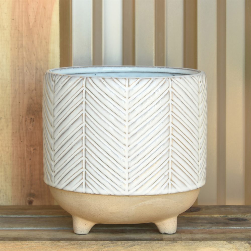 Ramos Chevron Stoneware Cachepot by HomArt - Image 2