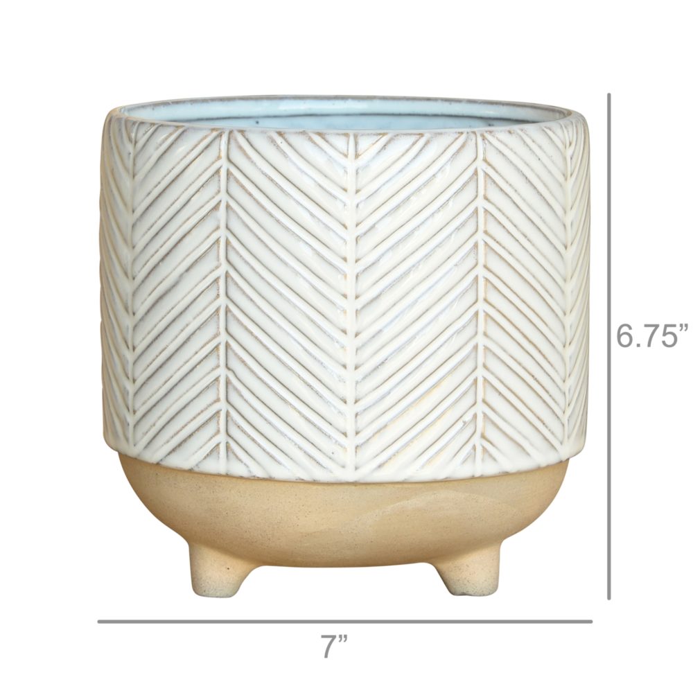Ramos Chevron Stoneware Cachepot by HomArt - Image 4