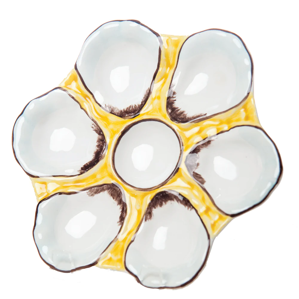 Canary Yellow Ceramic Round Oyster Plate by Abigails