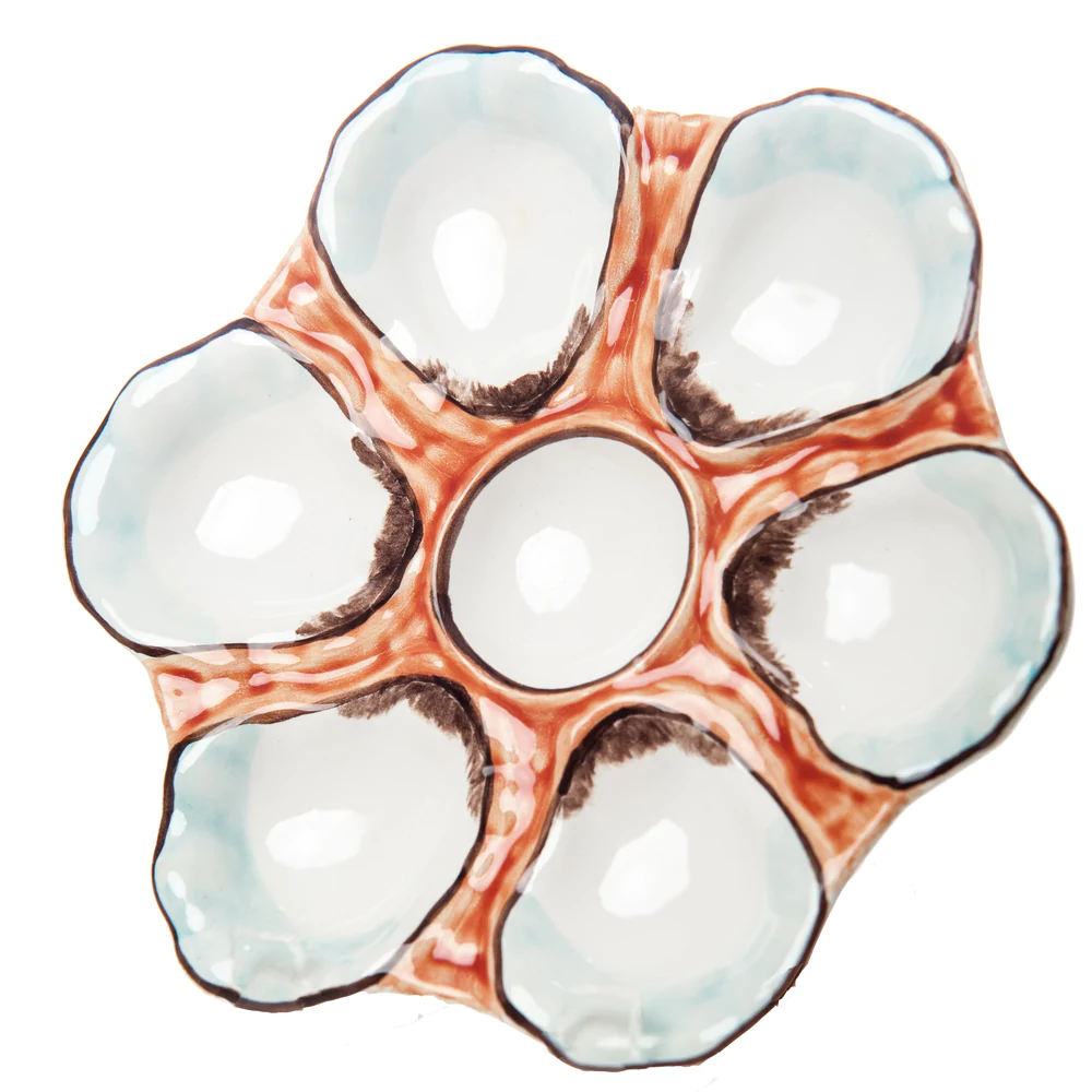Salmon Ceramic Round Oyster Plate by Abigails