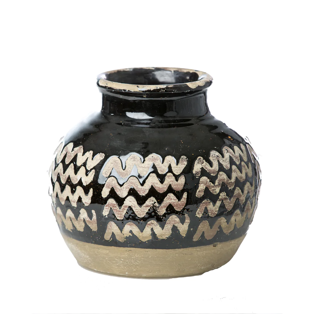Vinci Moroccan Ceramic Zig Zag Vase by Abigails