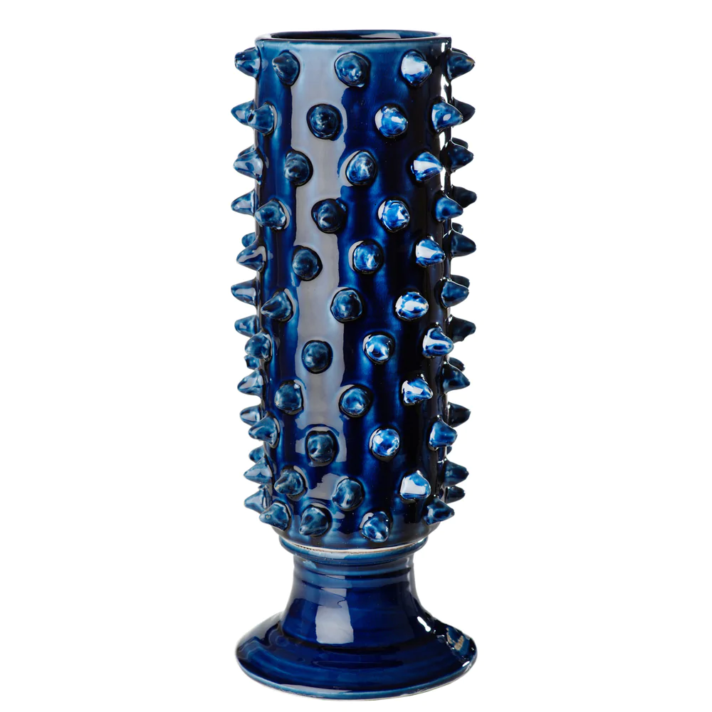 Vinci Pine Cone Blue Ceramic Vase by Abigails