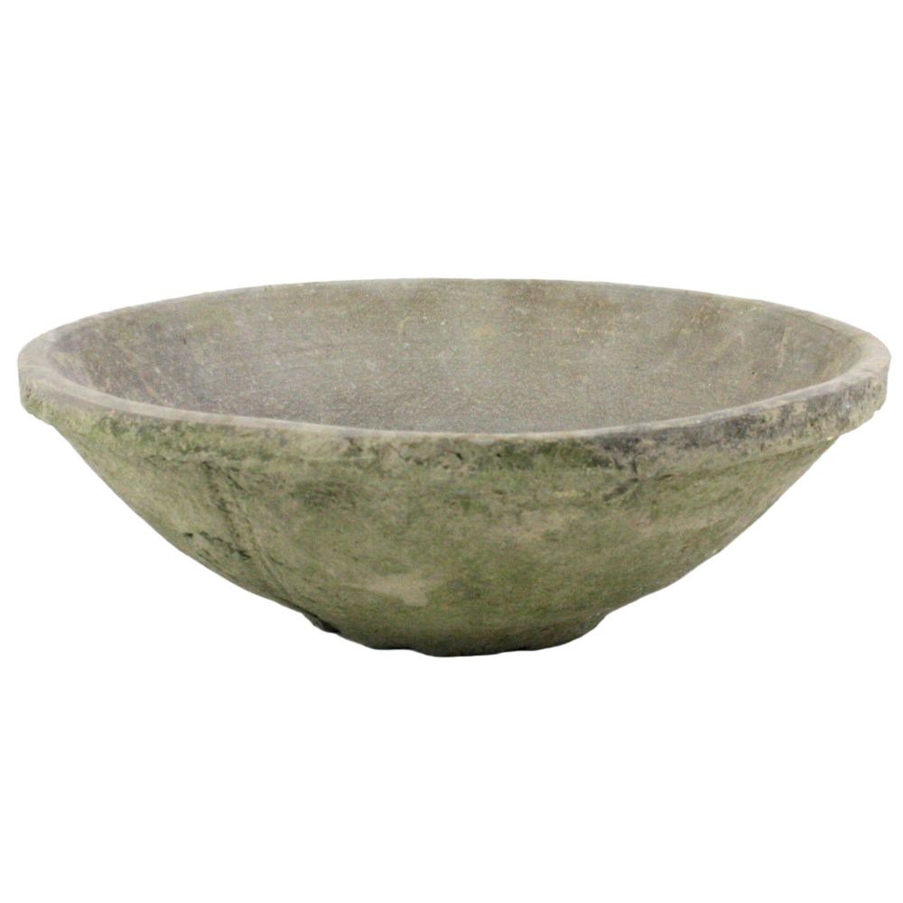 Medium Moss Grey Rustic Terra Cotta Bowls Set of 2 by HomArt