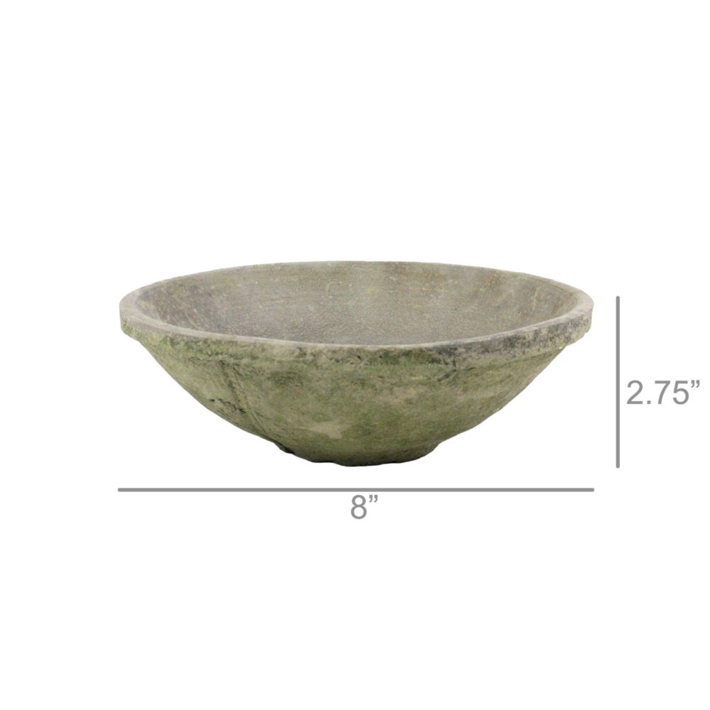 Medium Moss Grey Rustic Terra Cotta Bowls Set of 2 by HomArt - Image 3