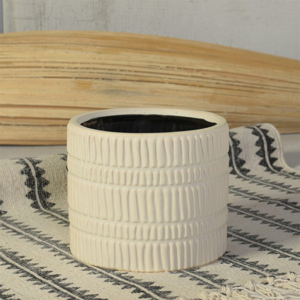 Large Matte White Ceramic Cachepot by HomArt